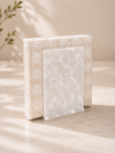 Load image into Gallery viewer, White Pearl Acrylic Vertical Napkin Holder with Clear Front
