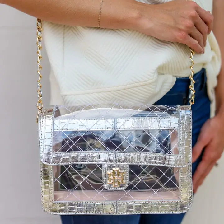 Quinn Quilted Clear Bag - Platinum