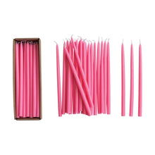 Load image into Gallery viewer, Unscented Thin Taper Candles in Box, Set of 24 - Pink
