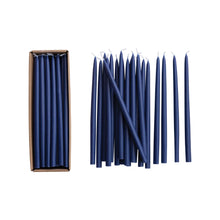 Load image into Gallery viewer, Unscented Thin Taper Candles in Box, Set of 24 - Navy Color
