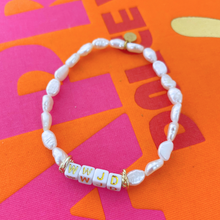 Load image into Gallery viewer, Pearl WWJD Bracelet
