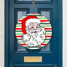 Load image into Gallery viewer, Vintage Santa on Christmas Stripes Door Hanger
