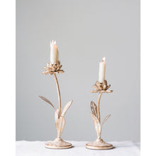 Load image into Gallery viewer, Metal Flower Taper Holders White
