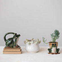 Load image into Gallery viewer, Stoneware Planter w/ Frogs on Rim
