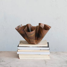 Load image into Gallery viewer, Decorative Metal Ruffled Bowl, Oxidized Copper Finish
