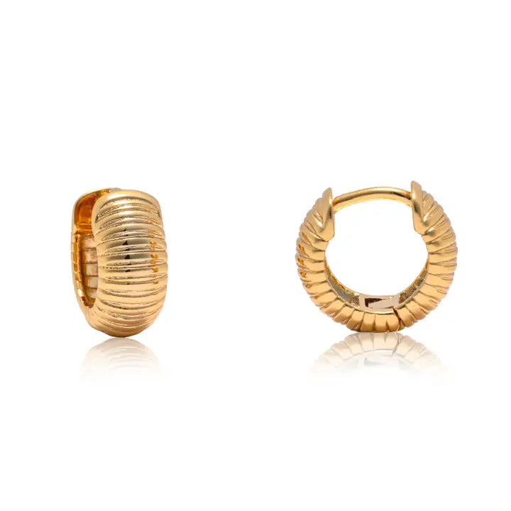 Ribbed Dainty Plain Huggie Hoop Earrings