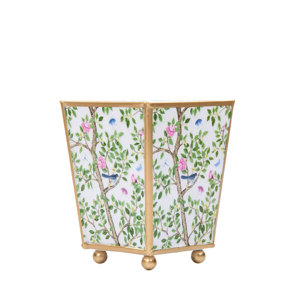 Elsie's Garden Enameled Square Cachepot Planter