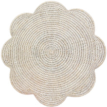 Load image into Gallery viewer, Rattan Scallop Round Placemat-Cream
