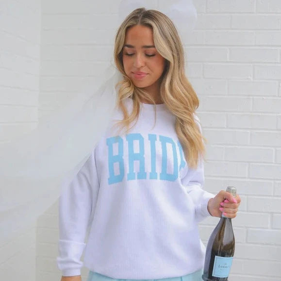 White/Blue Bride Cord Sweatshirt