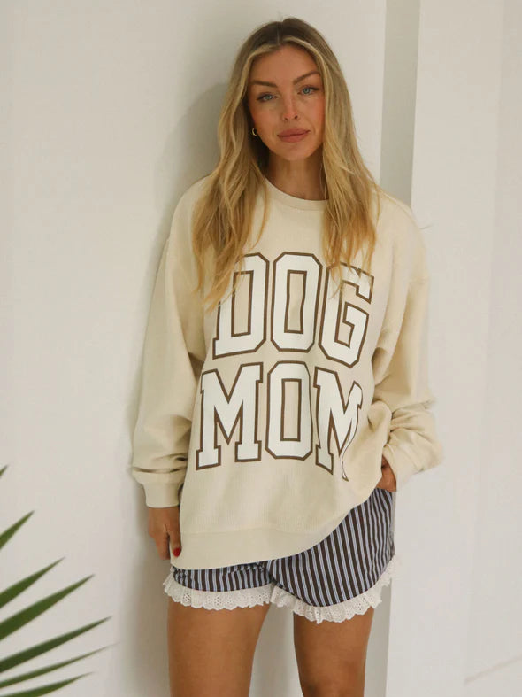 Latte Dog Mom Corded Crew
