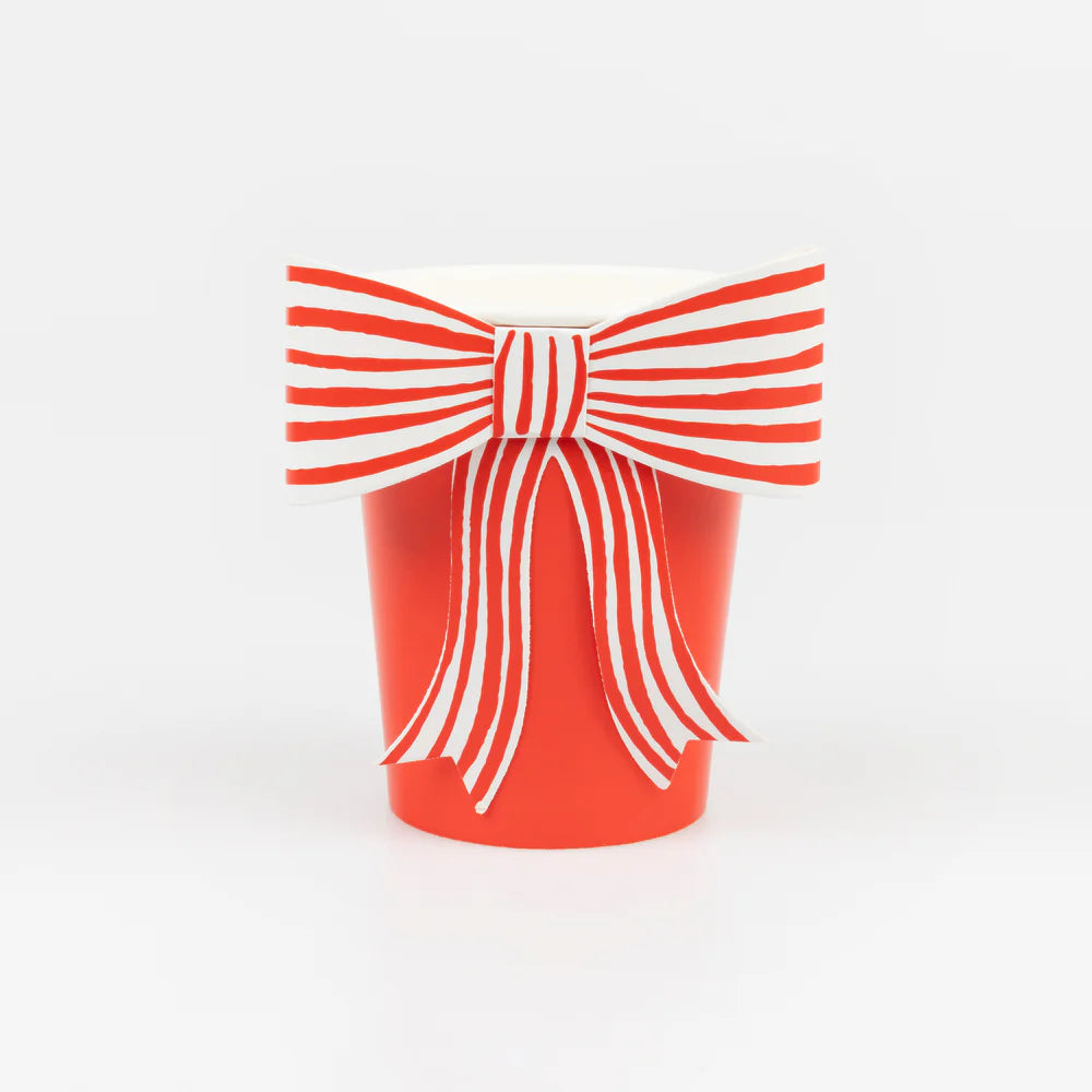 Red and White Stripy Bow Cups
