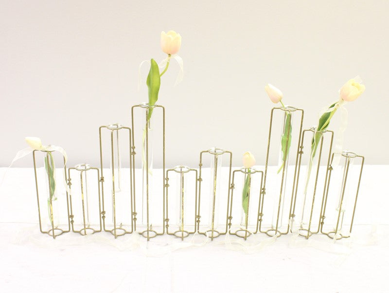 Hinged Test Tube Vase x10 Gold