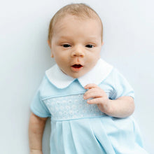 Load image into Gallery viewer, Walker's Classics Smocked Short Sleeve Bubble - Light Blue
