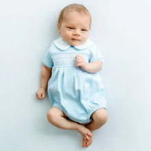 Load image into Gallery viewer, Walker's Classics Smocked Short Sleeve Bubble - Light Blue
