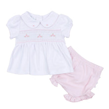 Load image into Gallery viewer, Willow’s Classics Smocked Ruffle Short Sleeve Diaper Cover Set – Pink
