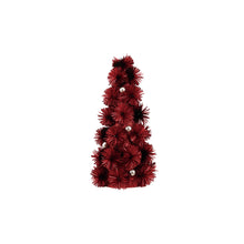 Load image into Gallery viewer, Plastic Tinsel Ball Tree with Glitter &amp; Silver Color Beads, Red
