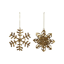Load image into Gallery viewer, Metal Snowflake Ornament, Gold Finish, 2 Styles
