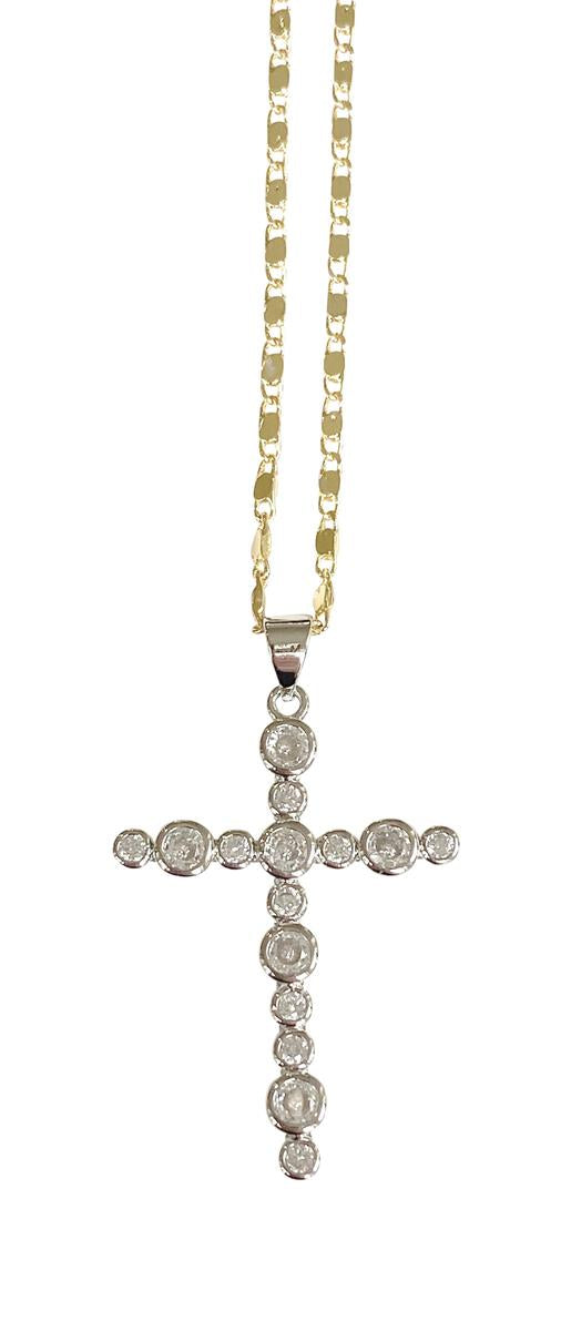 Gemelli Bezel Cross Necklace