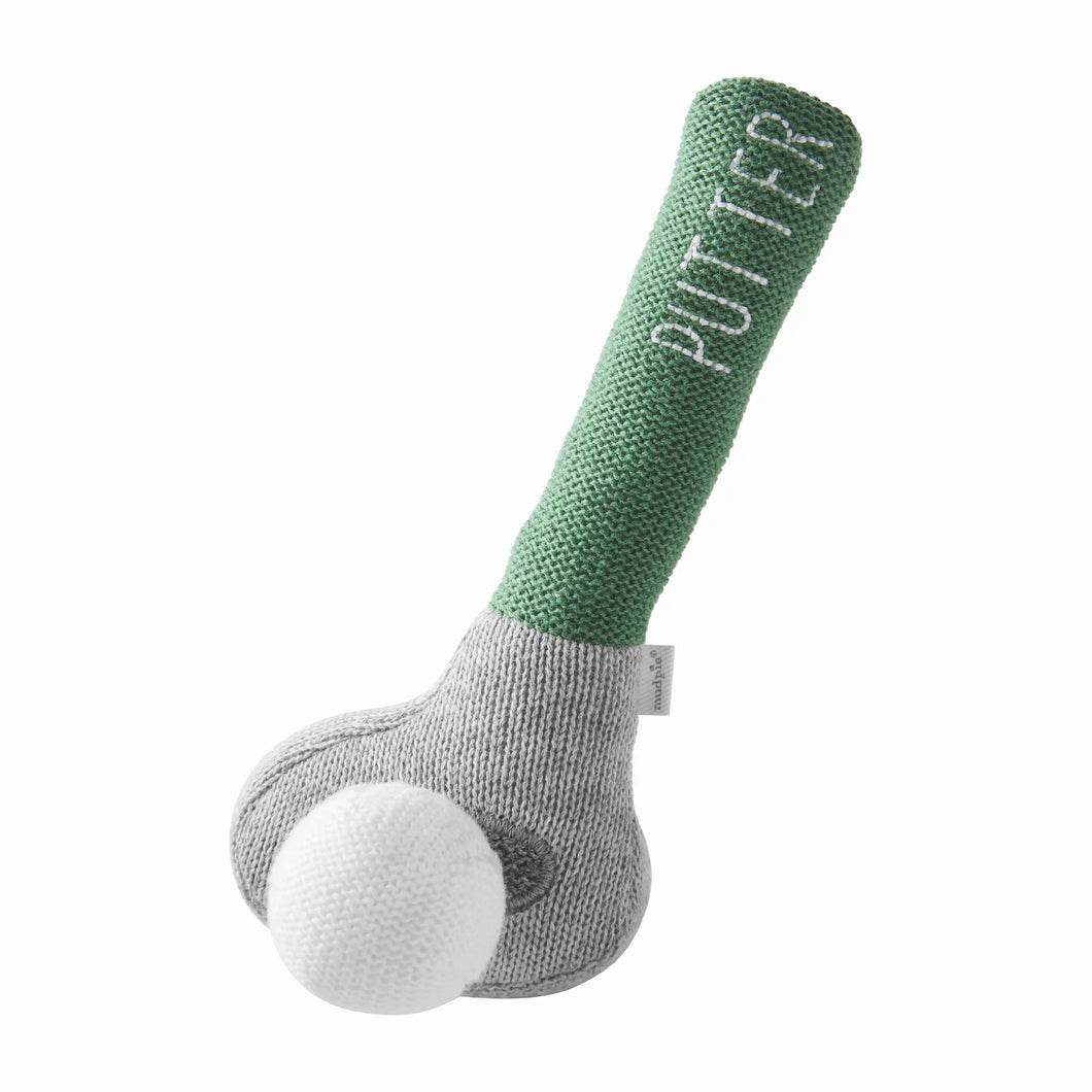 Green Golf Club Knit Rattle