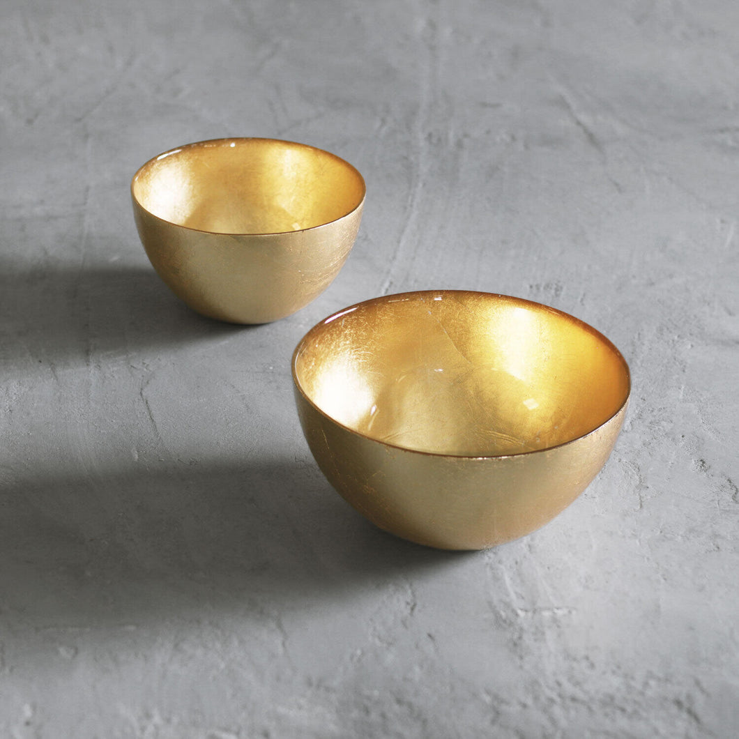 Beatriz Ball Glass New Orleans Round Foil Leafing Bowls
