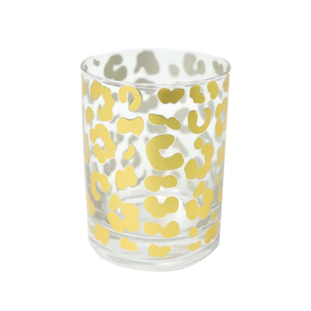 Mary Square Glass Cocktail Gold Leopard