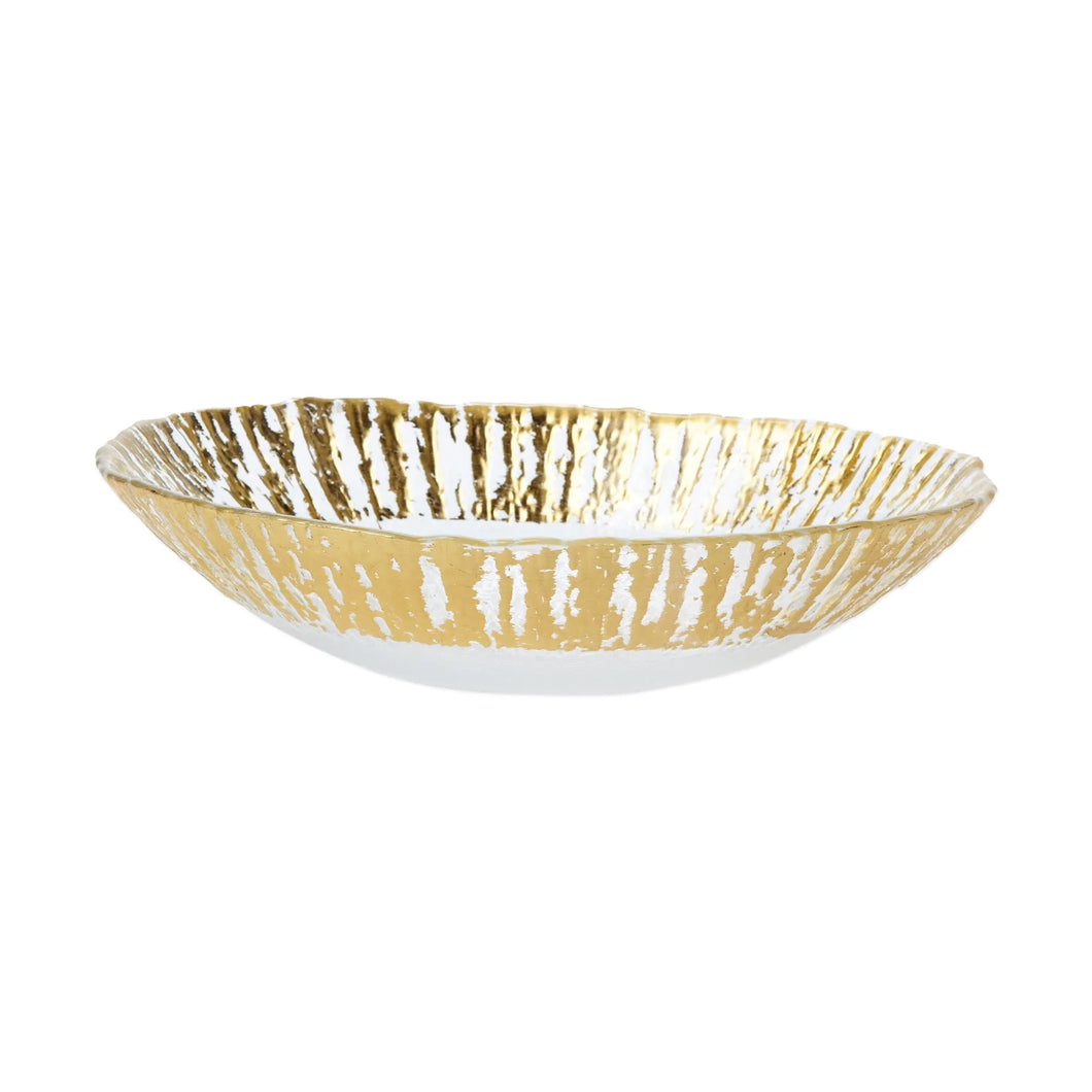 Vietri Rufolo Glass Gold Medium Oval Serving Bowl.