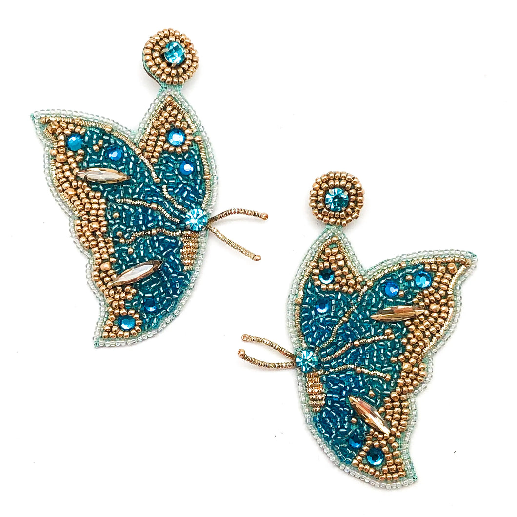 Allie Beads Blue Butterfly Earrings