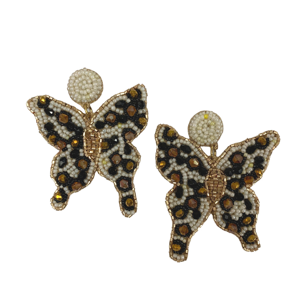 Allie Beads Leopard Butterfly Earrings