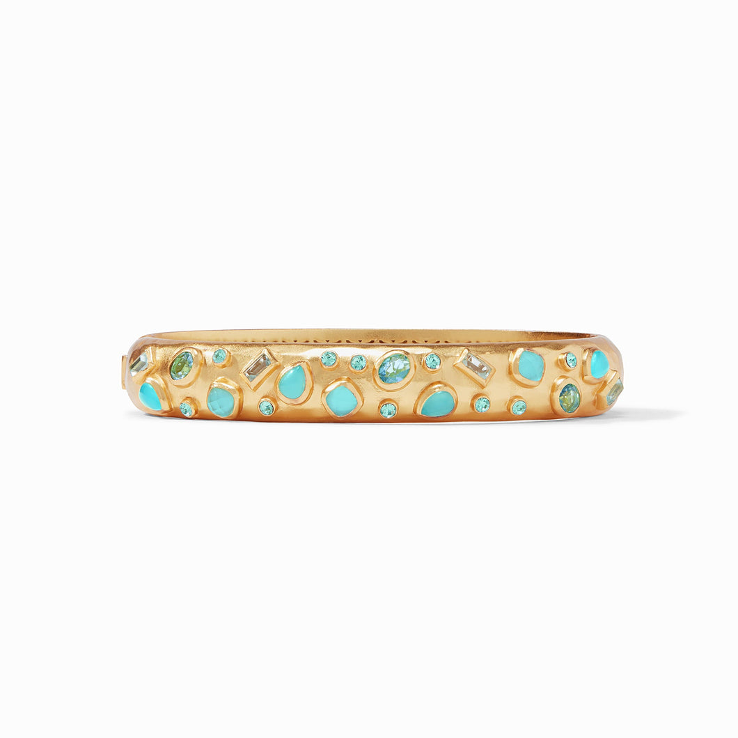 Antonia Mosaic Hinge Bangle Gold Iridescent Bahamian Blue