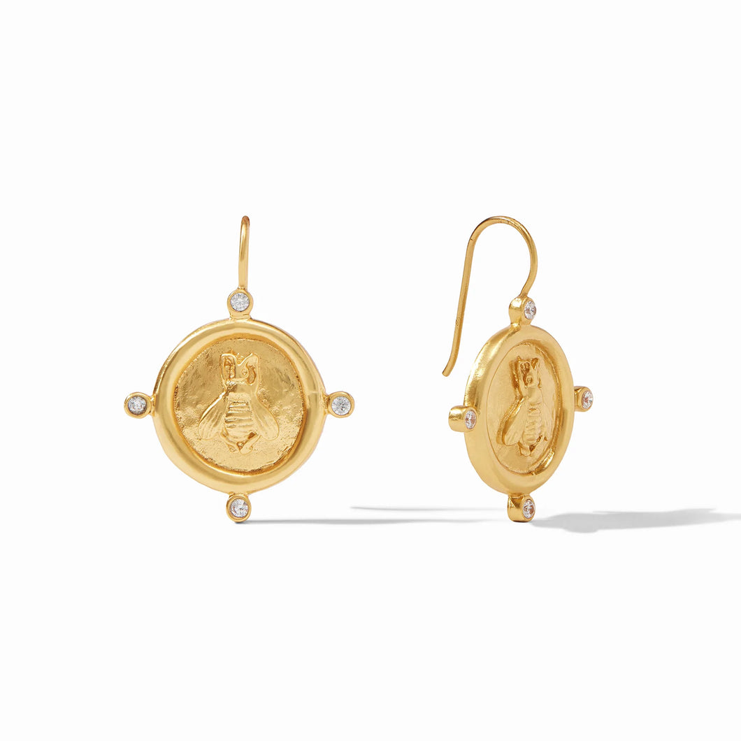 Bee Cameo Earring Gold CZ