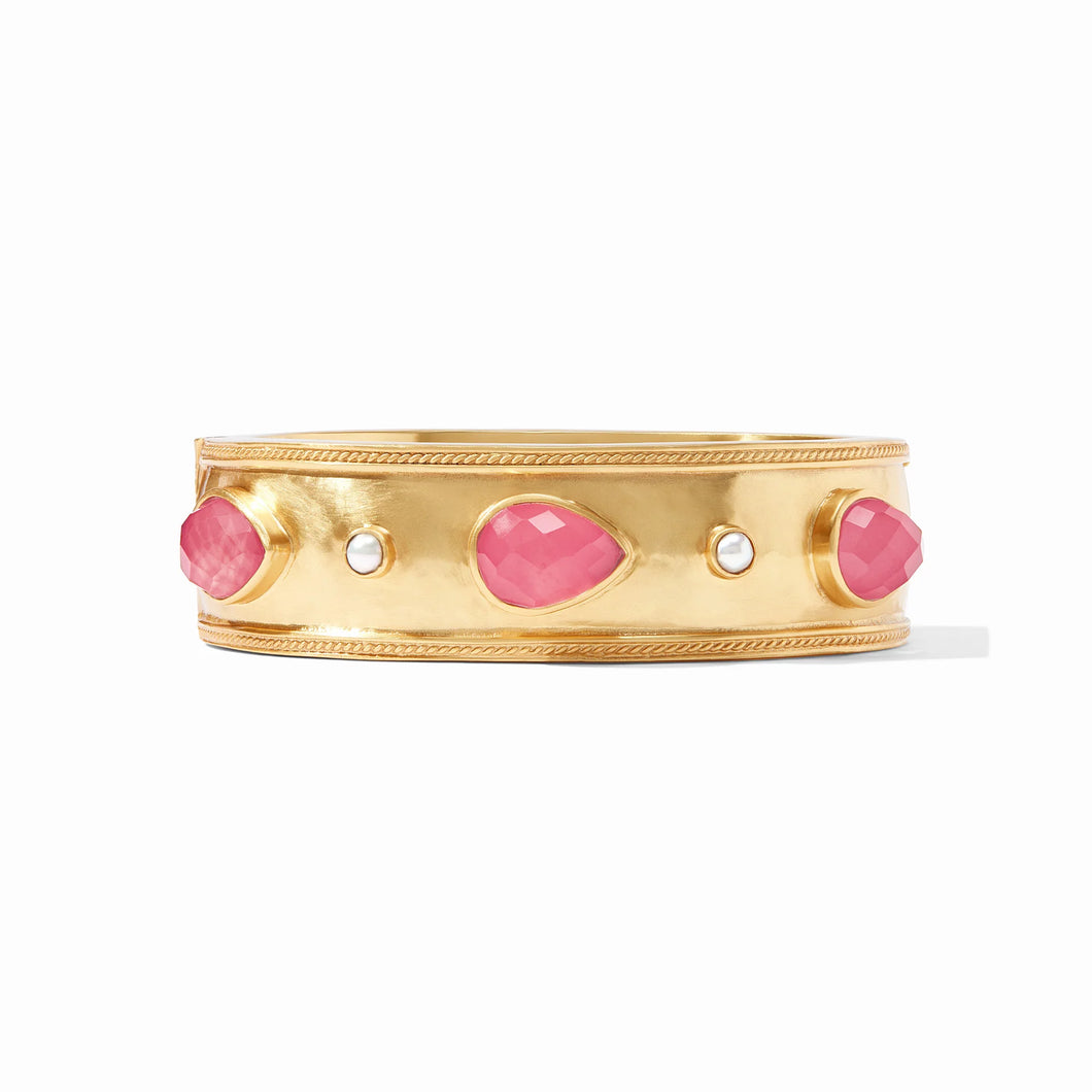 Cannes Statement Hinge Bangle Gold Iridescent Peony Pink