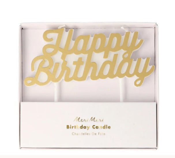 Meri Meri Gold Happy Birthday Candle