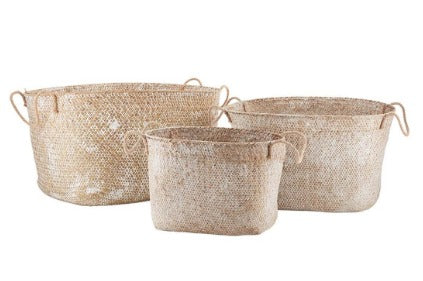 White Wash Seagrass Baskets