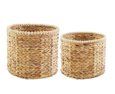 Mudpie Hyacinth Beaded Basket Sets