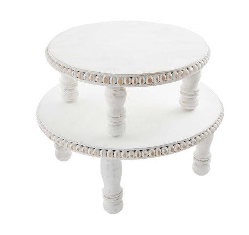 White Beaded Pedestal Stands
