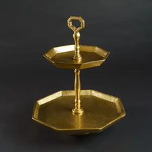 Load image into Gallery viewer, Gilded 2-Tier Octagon Stand
