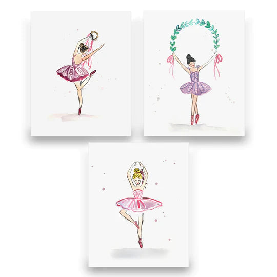 Over the Moon Ballerina Prints s/3