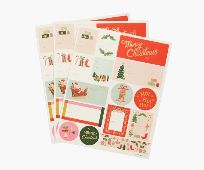 Pack of 3 Deck the Halls Stickers & Labels