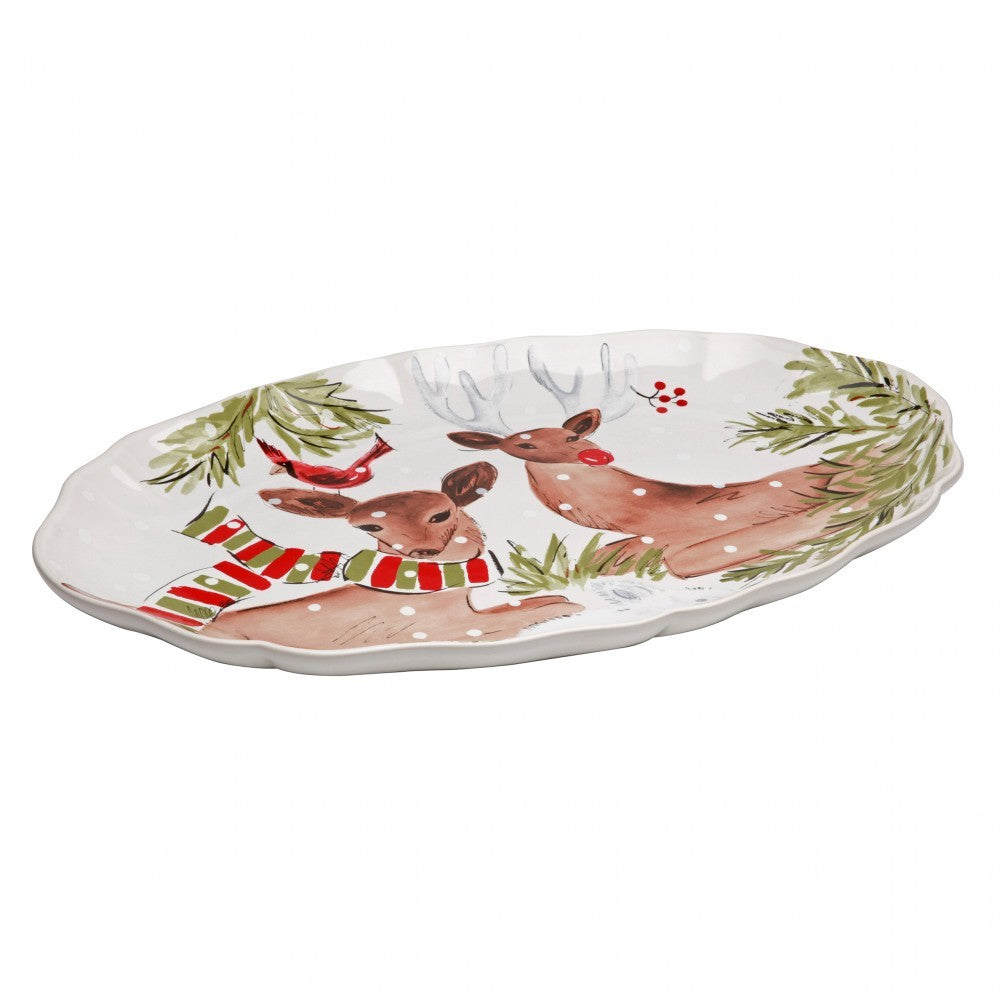 Casafina Deer Friends Large Oval Platter