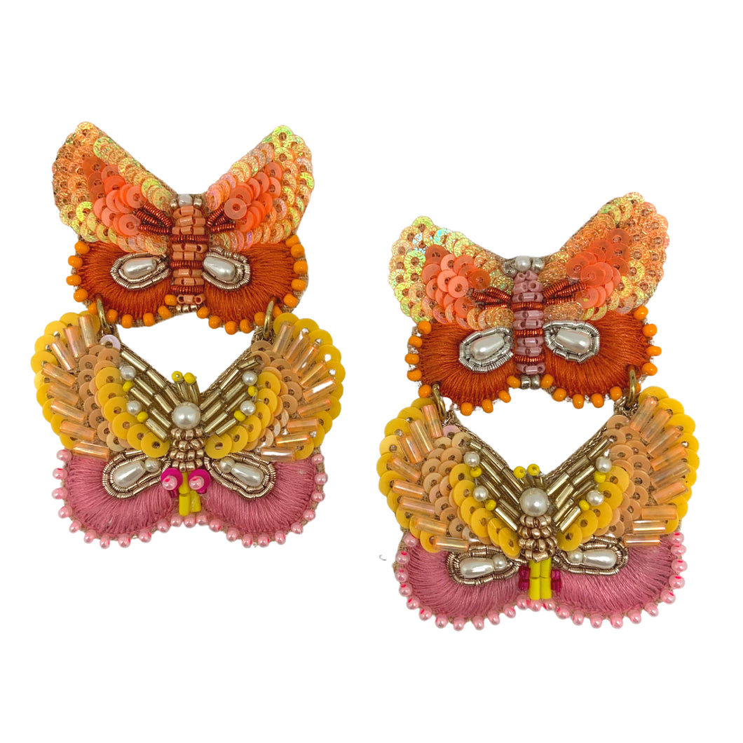 Allie Beads Double Butterfly Earrings
