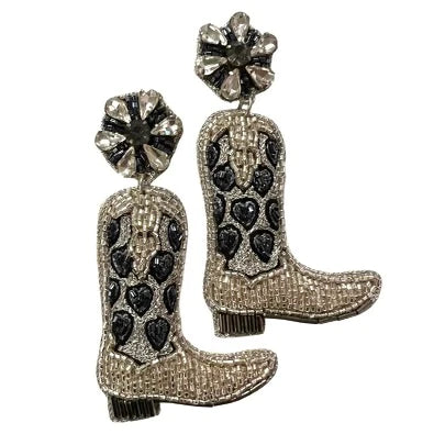 Silver Cowboy Boot Earrings