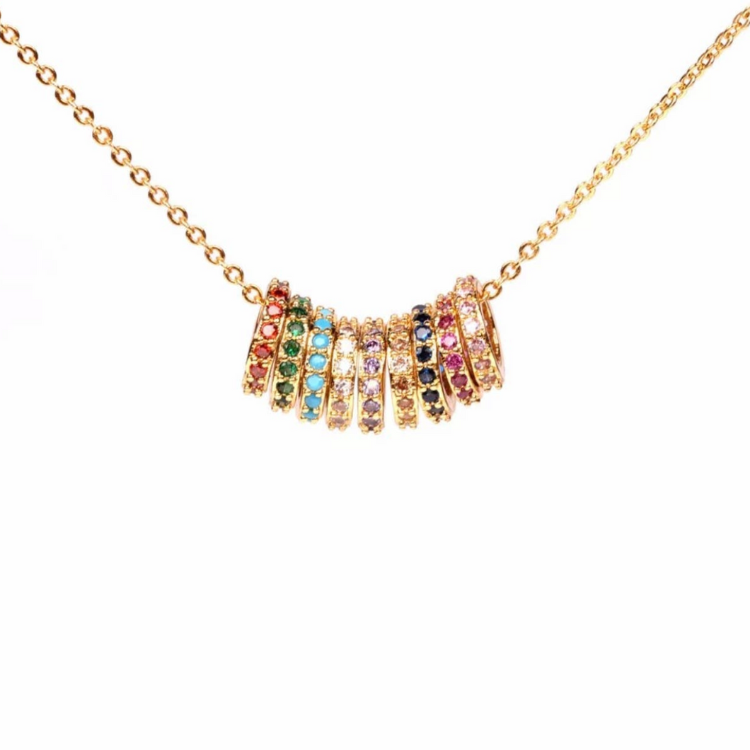Allie Beads Rainbow Hoop Necklace