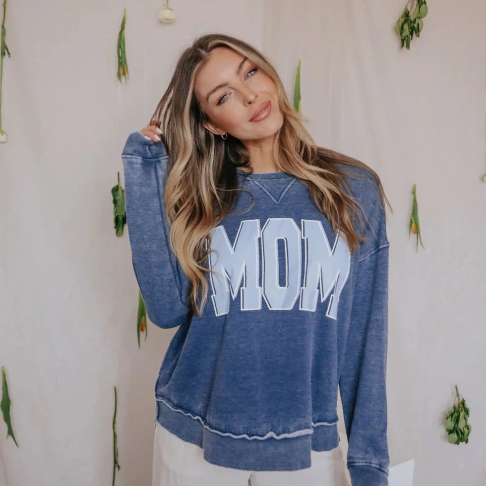 Mom Blue Crewneck Sweatshirt