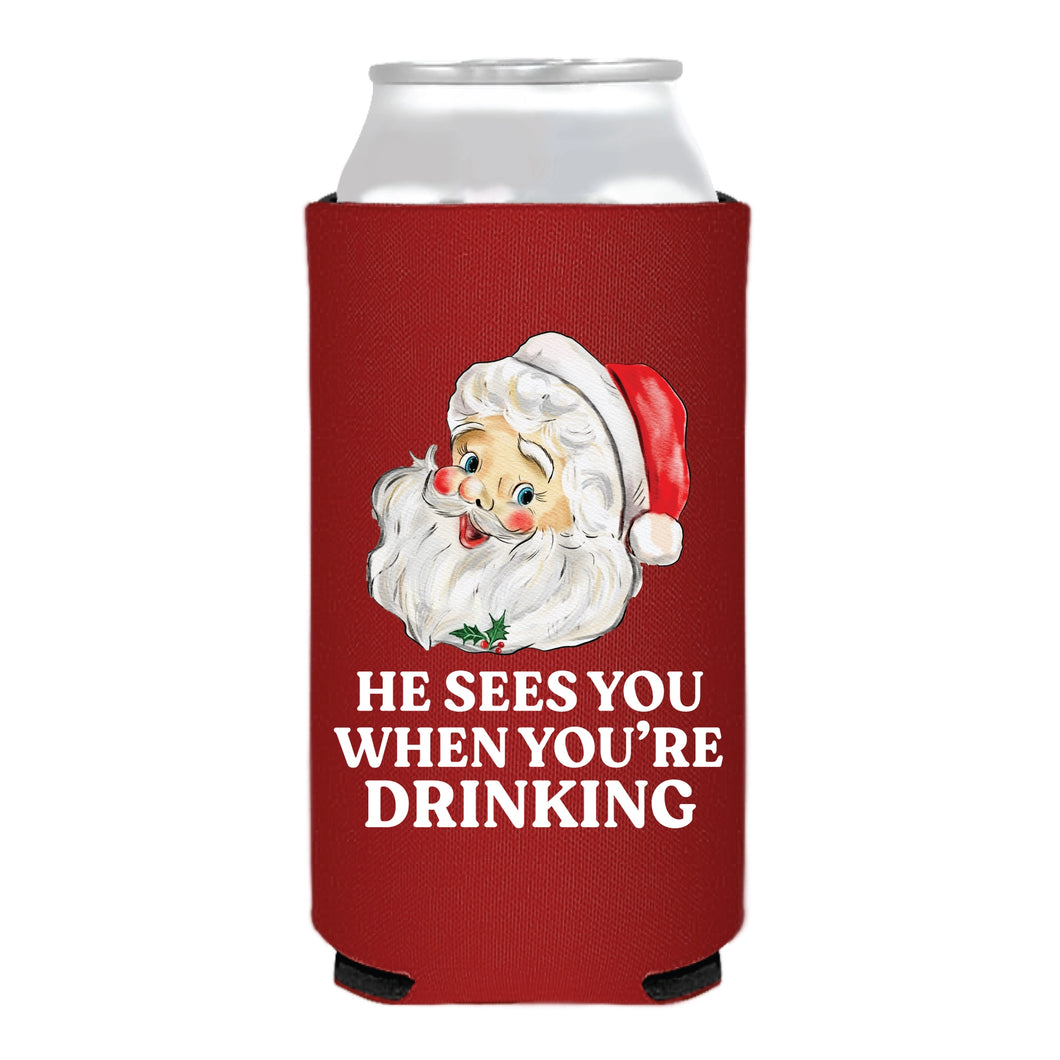 He Sees You When You're Drinking Santa Slim Can