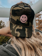 Load image into Gallery viewer, F+S Camo Smiley Trucker Hat
