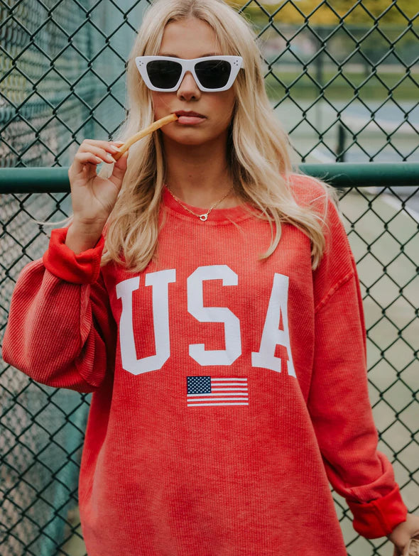 USA Flag Corded Sweatshirt